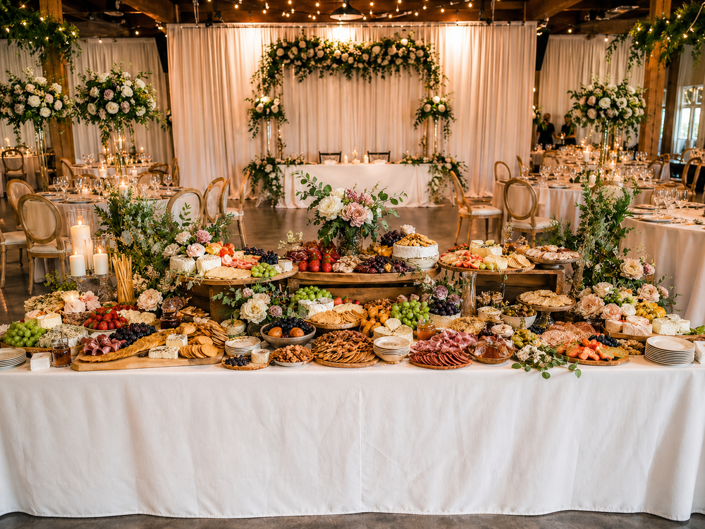 Grazing table set for a wedding